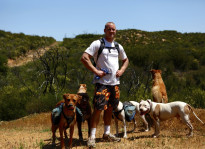 Colin West and his Dog Pack in the Santa Monica Mountains.