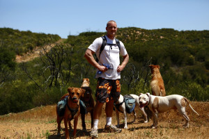 Colin West and his Dog Pack in the Santa Monica Mountains.