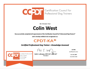 Colin's Pack CCPDT- KA Certificate